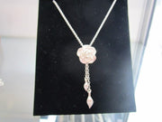 Silver Rose pendant with deluxe leaf drops-NZ made